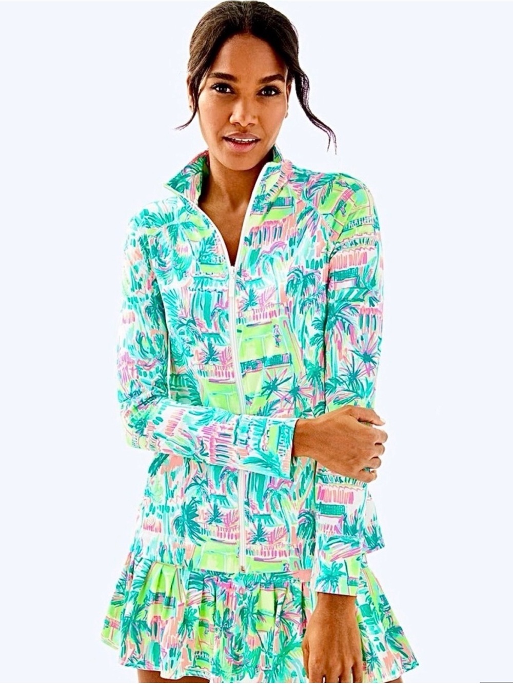 Lilly Pulitzer Luxletic Hadlee Zip Jacket in the Perfect Match print medium NWOT